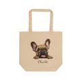 Personalized French Bulldog peeking tote bag with custom dog name