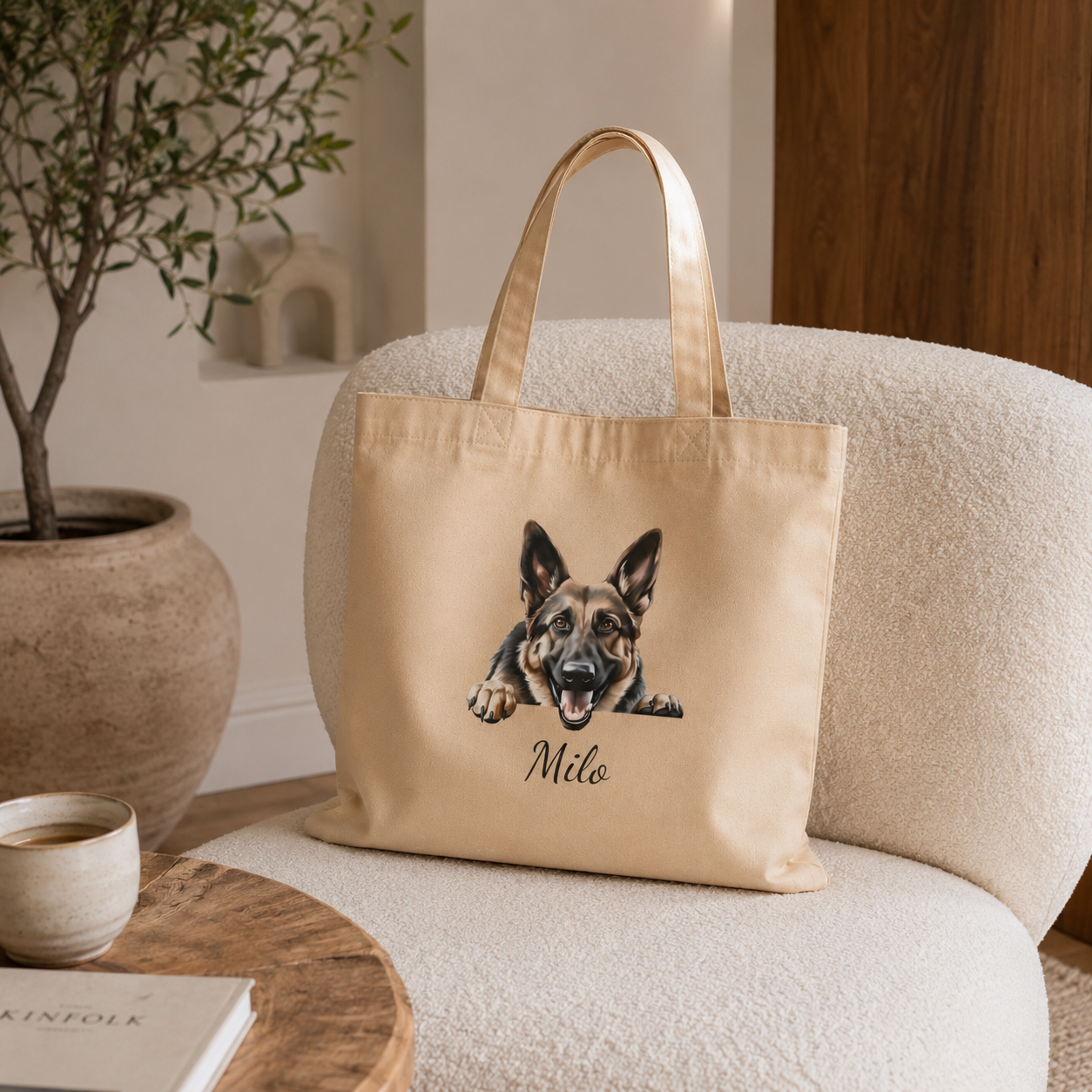 German Shepherd tote bag size and dimensions reference