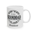 Personalized Granddad The Man The Myth The Legend mug — main shot showing vintage stamp design