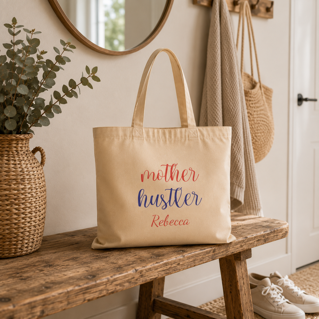 Mother Hustler tote bag size and dimensions reference