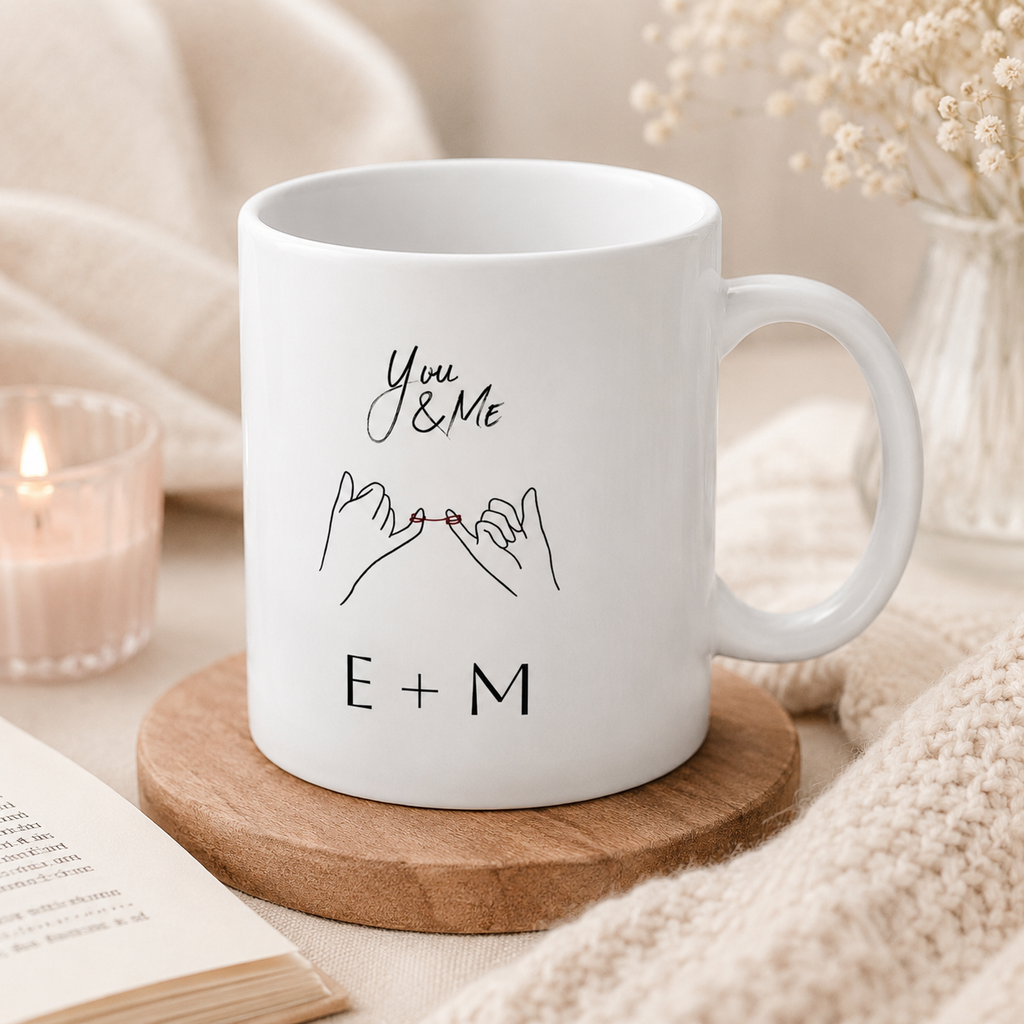 Personalized you and me pinky promise mug mockup view