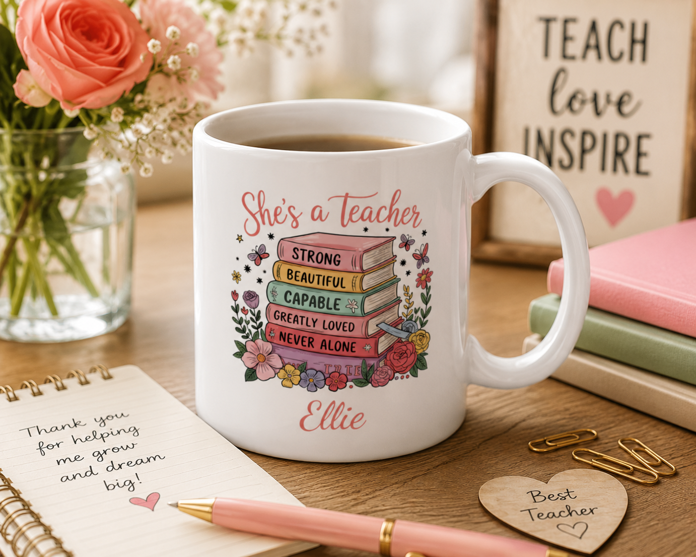 Personalized She's a Teacher mug mockup view