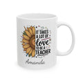 Personalized sunflower teacher appreciation mug — main shot showing sunflower and pencil design