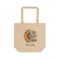 Personalized sunflower teacher tote bag with a custom name, main design shot