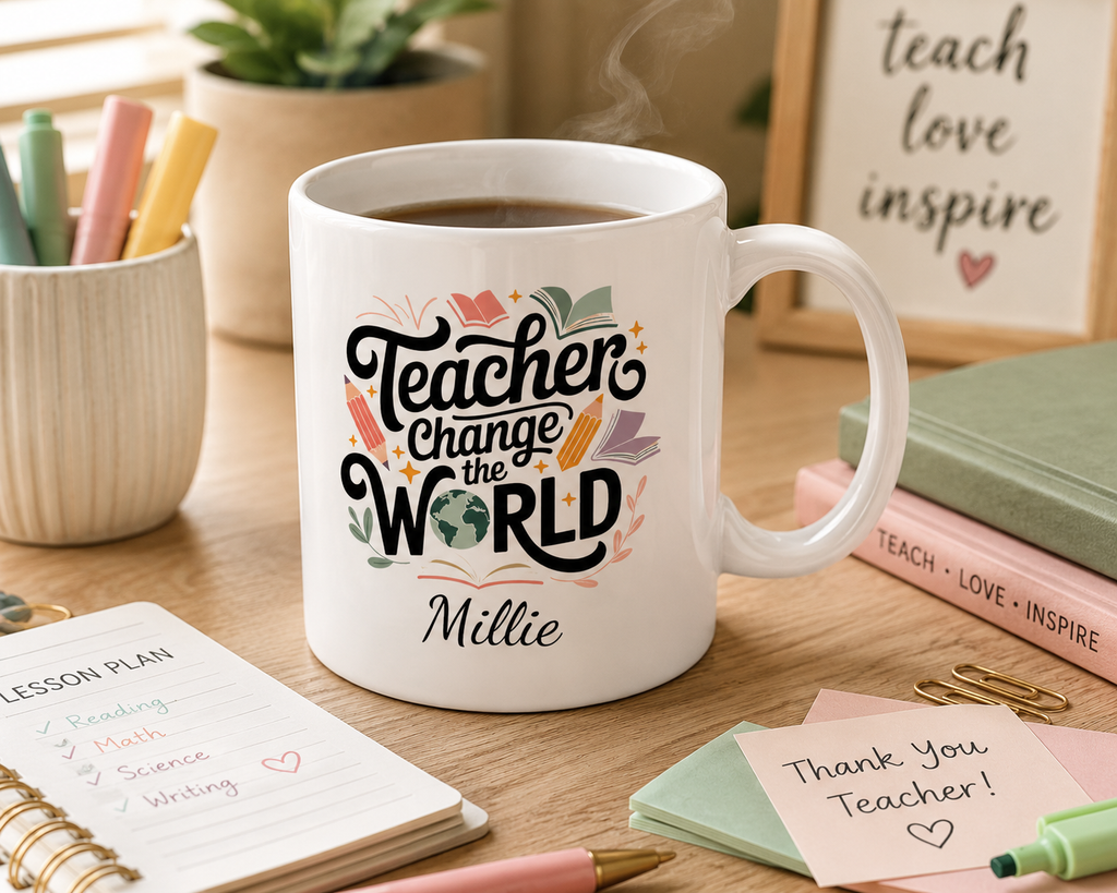Personalized Teachers Change the World mug mockup view