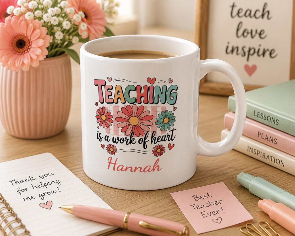 Personalized Teaching Work of Heart mug mockup view