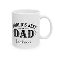 Personalized World's Best Dad mug — main shot showing bold vintage typography
