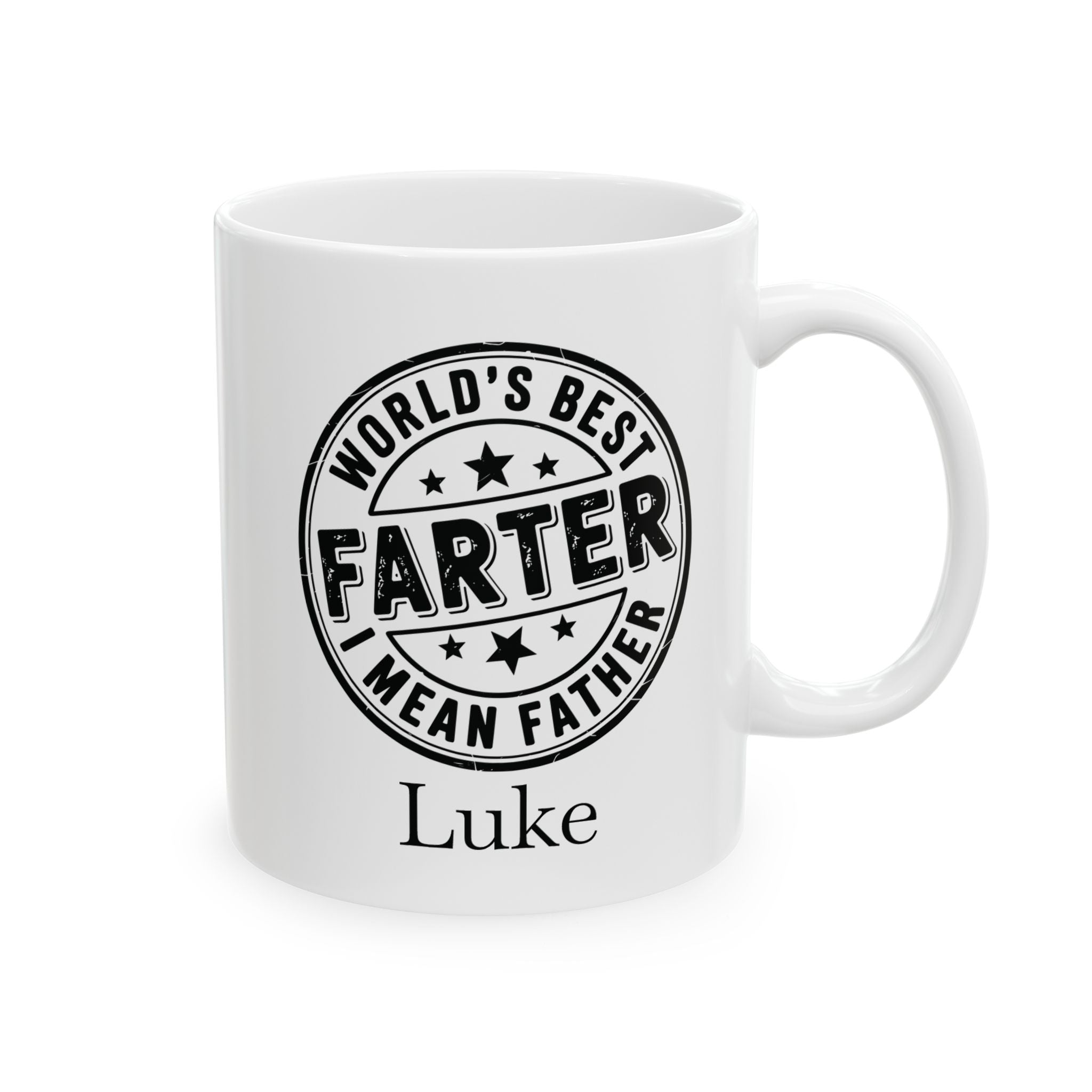 Personalized World's Best Farter I Mean Father mug — main product shot on white background
