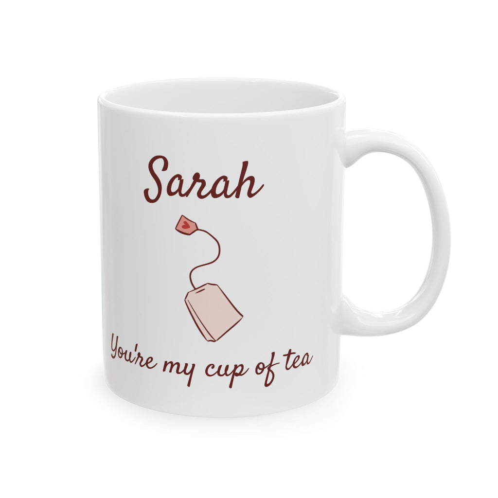 Personalized you're my cup of tea mug — main product shot with tea bag illustration